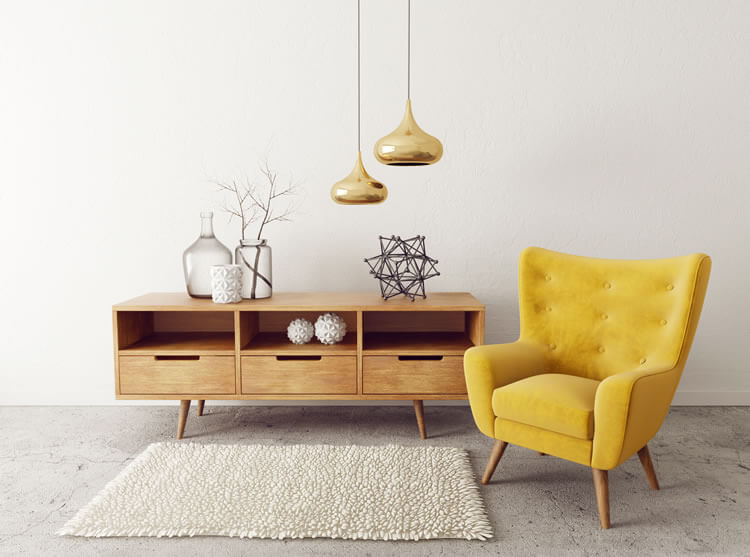 Ein moderner Sessel in gelb
