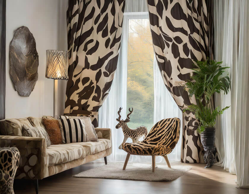 Wohnzimmer im Safari Look